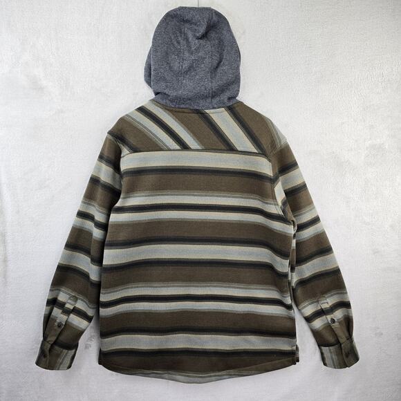 Quiksilver Hooded Shirt Jacket Mens Medium Striped Shacket Western Aztec Surf - Picture 7 of 9